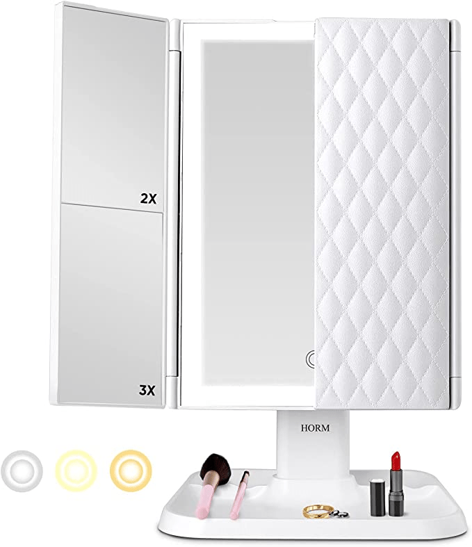 Sky Mirror™ | Trifold make-up spiegel met driekleurige LED verlichting